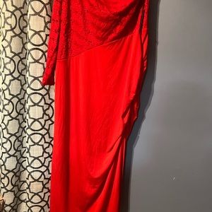 Women’s lace top, one shoulder red dress, size 1x